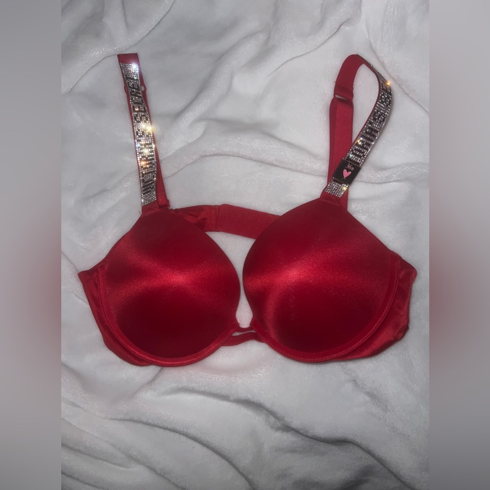 NWT Red Very sexy  Victoria’s secret Shine Strap push up bra 36b